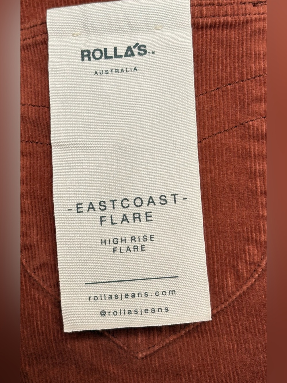 ROLLA'S Rust High-Rise Corduroy Flare Pants - Picture 4 of 6